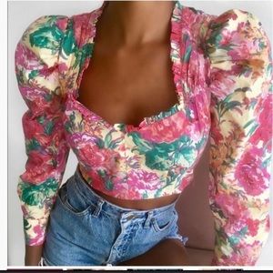 Zara Floral Cropped Top